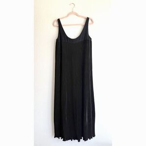 Vintage S. Howard Hirsh California Satin Plisse Maxi Shift Dress in Black size S